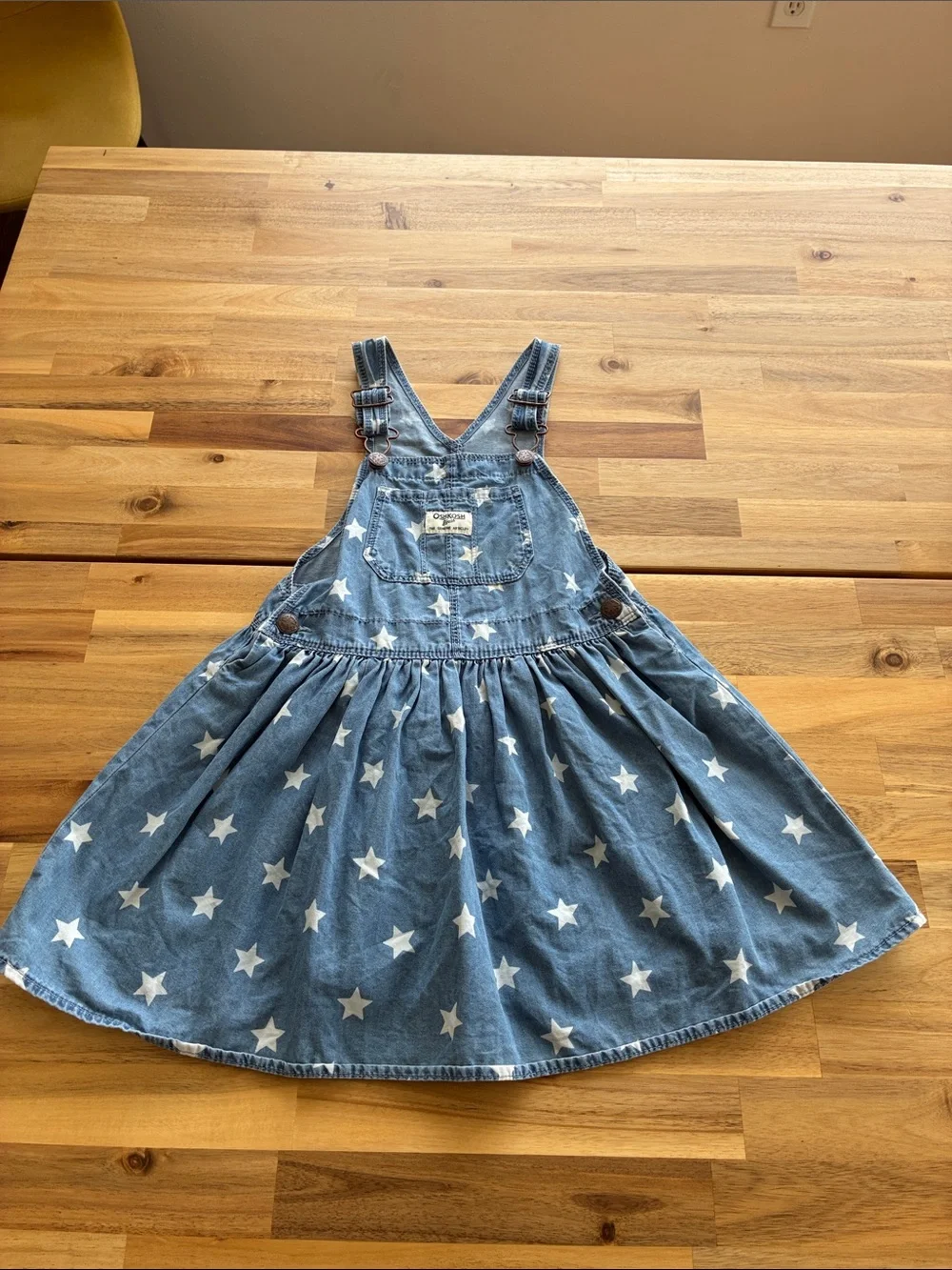 OshKosh B'gosh Denim Star Print Overalls Jumper Dress 5T